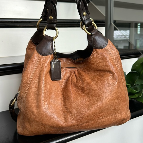 Coach Madison Mia Maggie genuine, leather shoulder handbag purse, like new tan - Picture 1 of 17